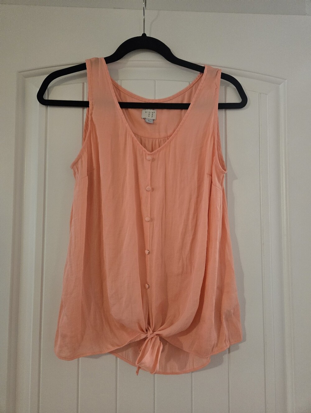 A New Day - Light Coral Tie-Front Sleeveless Blouse - Women
